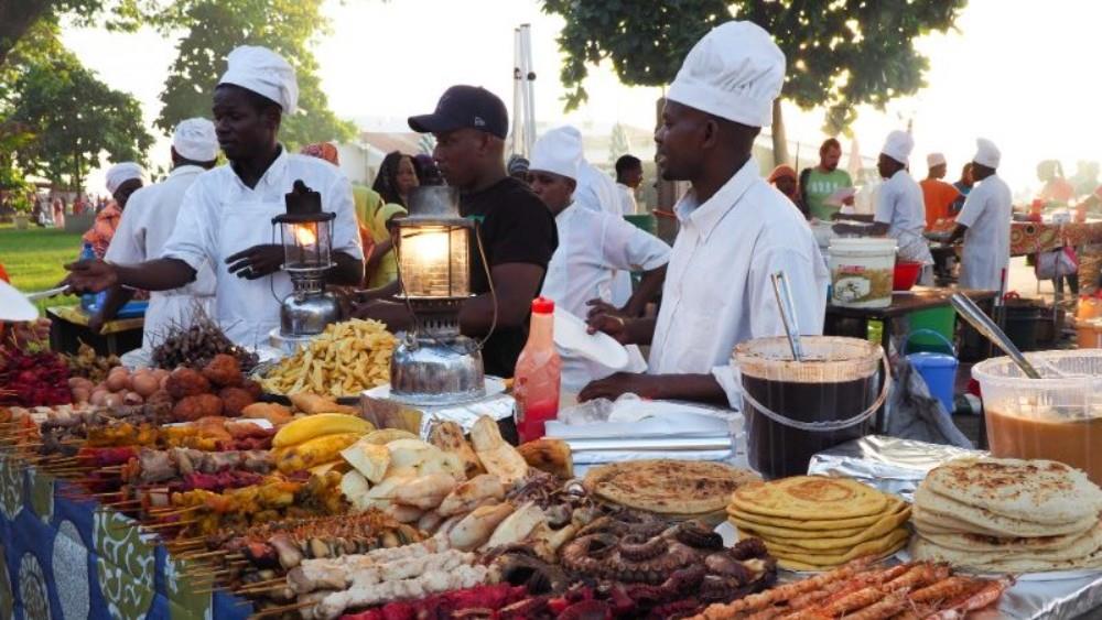 Street food vendors at Forodhani Market in Stone Town